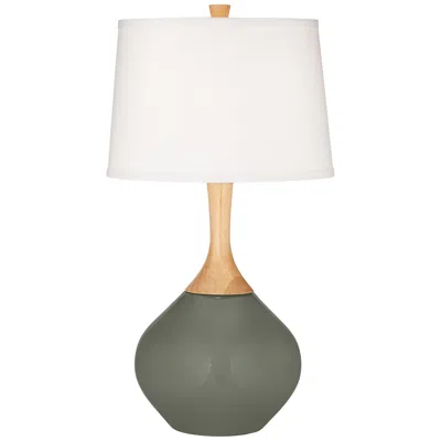 Color Plus Wexler 31" High Fog Linen Shade Pewter Green Table Lamp
