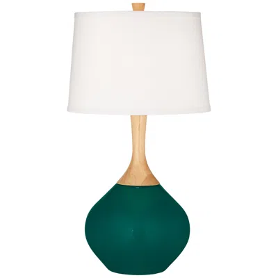 Color Plus Wexler 31" High Linen Shade Peacock Blue Table Lamp