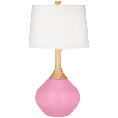 Color Plus Wexler 31" White Shade Candy Pink Table Lamp