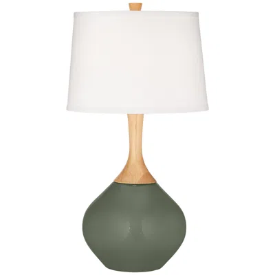 Color Plus Wexler 31" White Shade Deep Lichen Green Table Lamp