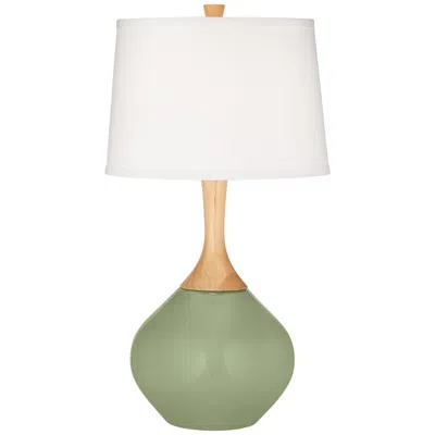 Color Plus Wexler 31" White Shade Majolica Green Modern Table Lamp