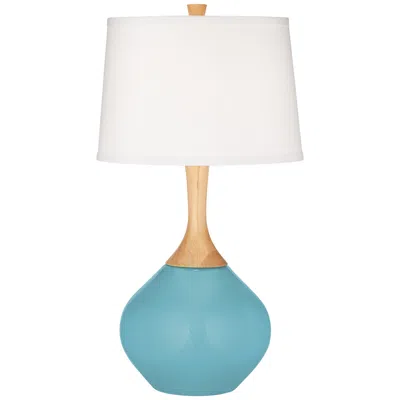 Color Plus Wexler 31" White Shade Nautilus Blue Table Lamp