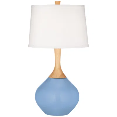 Color Plus Wexler 31" White Shade Placid Blue Table Lamp