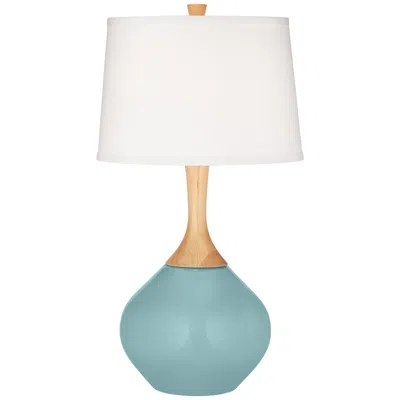 Color Plus Wexler 31" White Shade Raindrop Blue Table Lamp