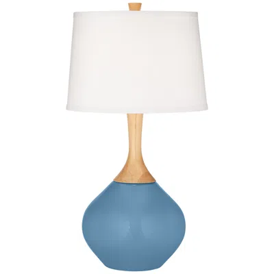 Color Plus Wexler 31" White Shade Secure Blue Modern Table Lamp
