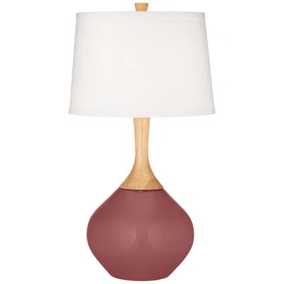 Color Plus Wexler 31" White Shade Toile Red Modern Table Lamp