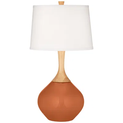Color Plus Wexler 31" White Shade With Robust Orange Table Lamp