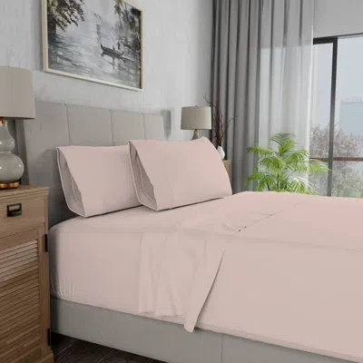 Color Sense 100% Cotton Lightweight Percale Weave Sheet Set In Blush
