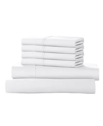Color Sense 1200-thread Count Cotton Blend 6-piece Sheet Set, King In White