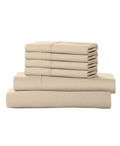 Color Sense 1200-thread Count Cotton Blend 6-piece Sheet Set, Queen In Brown