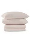 Color Sense Brushed Cool Crisp Solid Cotton 3-pc. Sheet Set, Twin Xl In Pink