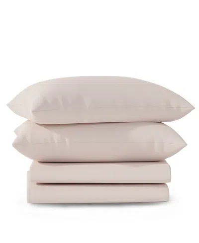 Color Sense Brushed Cool Crisp Solid Cotton 4-pc. Sheet Set, Queen In Pink