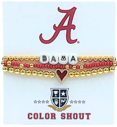 Color Shout Alabama Love My College Bracelet Stack In Red