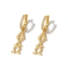 Color Shout Alpha Chi Omega Greek Letter Huggie + Charm Earrings In Gold