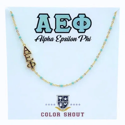 Color Shout Alpha Epsilon Phi Greek Letter Side Set Necklace In Gold
