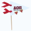 Color Shout Alpha Omicron Pi Heart Stud Enamel Earrings On Sorority Pennant Flag In Gold