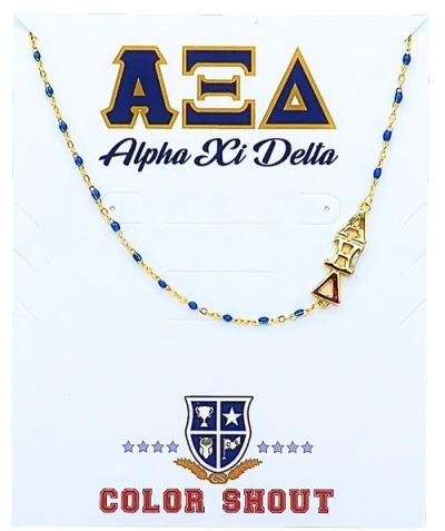 Color Shout Alpha Xi Delta Greek Letter Side Set Necklace In Burgundy