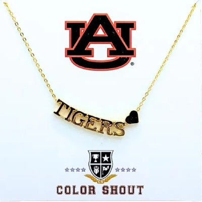 Color Shout Auburn University Gold Heart Necklace