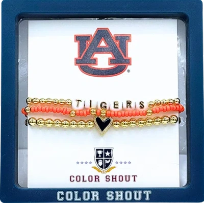 Color Shout Auburn University Love My College Bracelet Stack In Gold