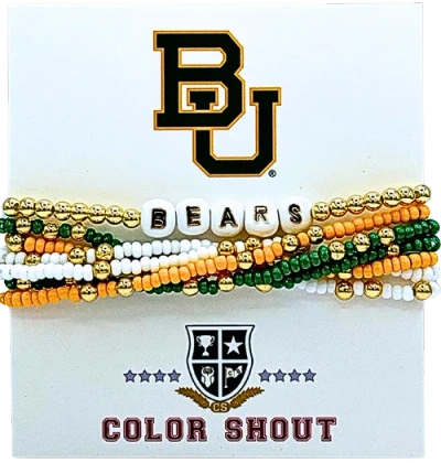 Color Shout Baylor University Lucky 7 Bracelet Set In Gold