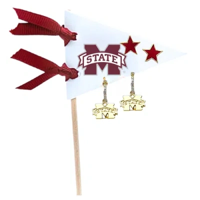 Color Shout Texas Christian University Pennant Pair Earring Set In Gold