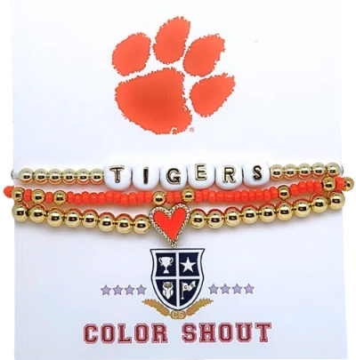 Color Shout Clemson Love My College Bracelet Stack In Multi