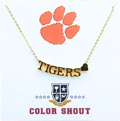 Color Shout Clemson University Gold Heart  Necklace
