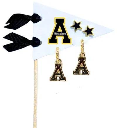 Color Shout Clemson University Pennant Pair Earring Set In Gold