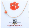 Color Shout Clemson University Side Necklace In Gold