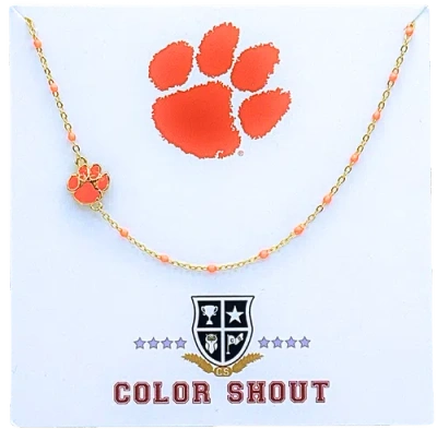 Color Shout Clemson University Side Necklace In Gold