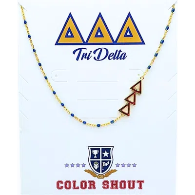 Color Shout Delta Delta Delta Greek Letter Side Set Necklace In Multi