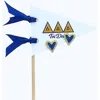 Color Shout Delta Delta Delta Heart Stud Enamel Earrings On Sorority Pennant Flag In Blue