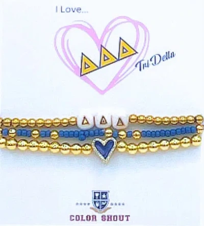 Color Shout Delta Delta Delta Love My Sorority Bracelet Stack In Gold