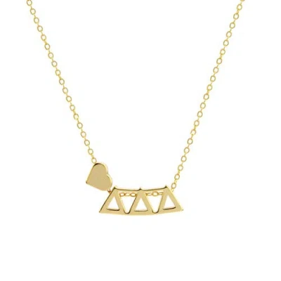 Color Shout Delta Delta Delta Sorority Gold Heart Necklace