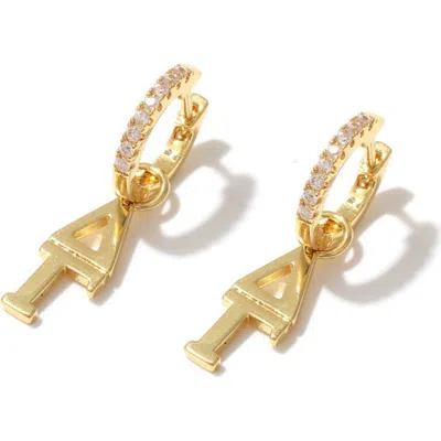 Color Shout Delta Gamma Greek Letter Huggie + Charm Earrings In Gold