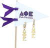 Color Shout Delta Phi Epsilon Greek Letter Huggie + Charm Earrings In Gold