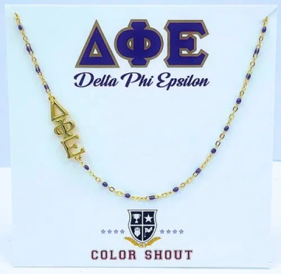 Color Shout Delta Phi Epsilon Greek Letter Side Set Necklace In Gold