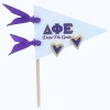 Color Shout Delta Phi Epsilon Heart Stud Enamel Earrings On Sorority Pennant Flag In Blue