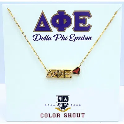 Color Shout Delta Phi Epsilon Sorority Gold Heart Necklace