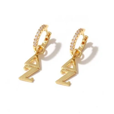 Color Shout Delta Zeta Greek Letter Huggie + Charm Earrings In Gold