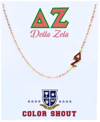 Color Shout Delta Zeta Greek Letter Side Set Necklace In Brown
