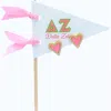 Color Shout Delta Zeta Heart Stud Enamel Earrings On Sorority Pennant Flag In Pink