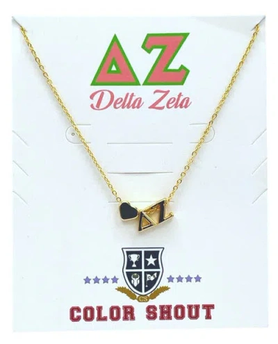 Color Shout Delta Zeta Sorority Gold Heart Necklace