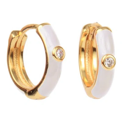 Color Shout Enamel Huggie Hoops In Gold