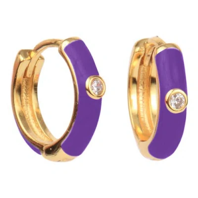 Color Shout Enamel Huggie Hoops In Purple