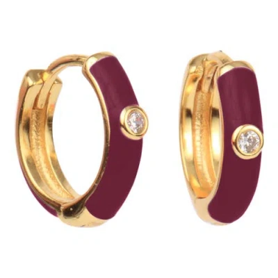 Color Shout Enamel Huggie Hoops In Red