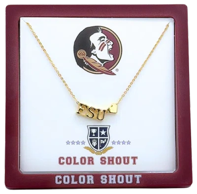 Color Shout Florida State University Gold Heart Necklace
