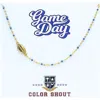 Color Shout Game Day Side Set Football Necklace With Enamel Beads In Blue