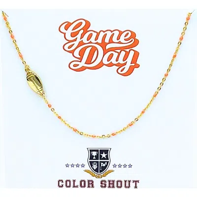 Color Shout Game Day Side Set Football Necklace With Enamel Beads In Gold