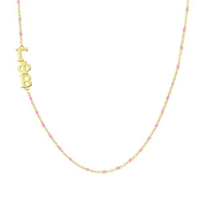 Color Shout Gamma Phi Beta Greek Letter Side Set Necklace In Gold